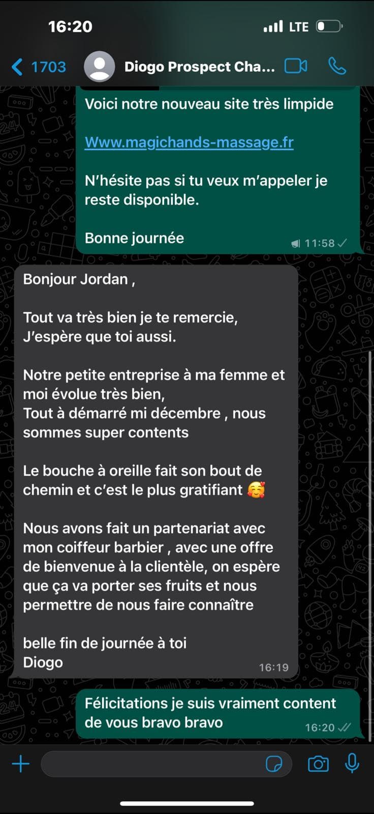 Témoignage WhatsApp client