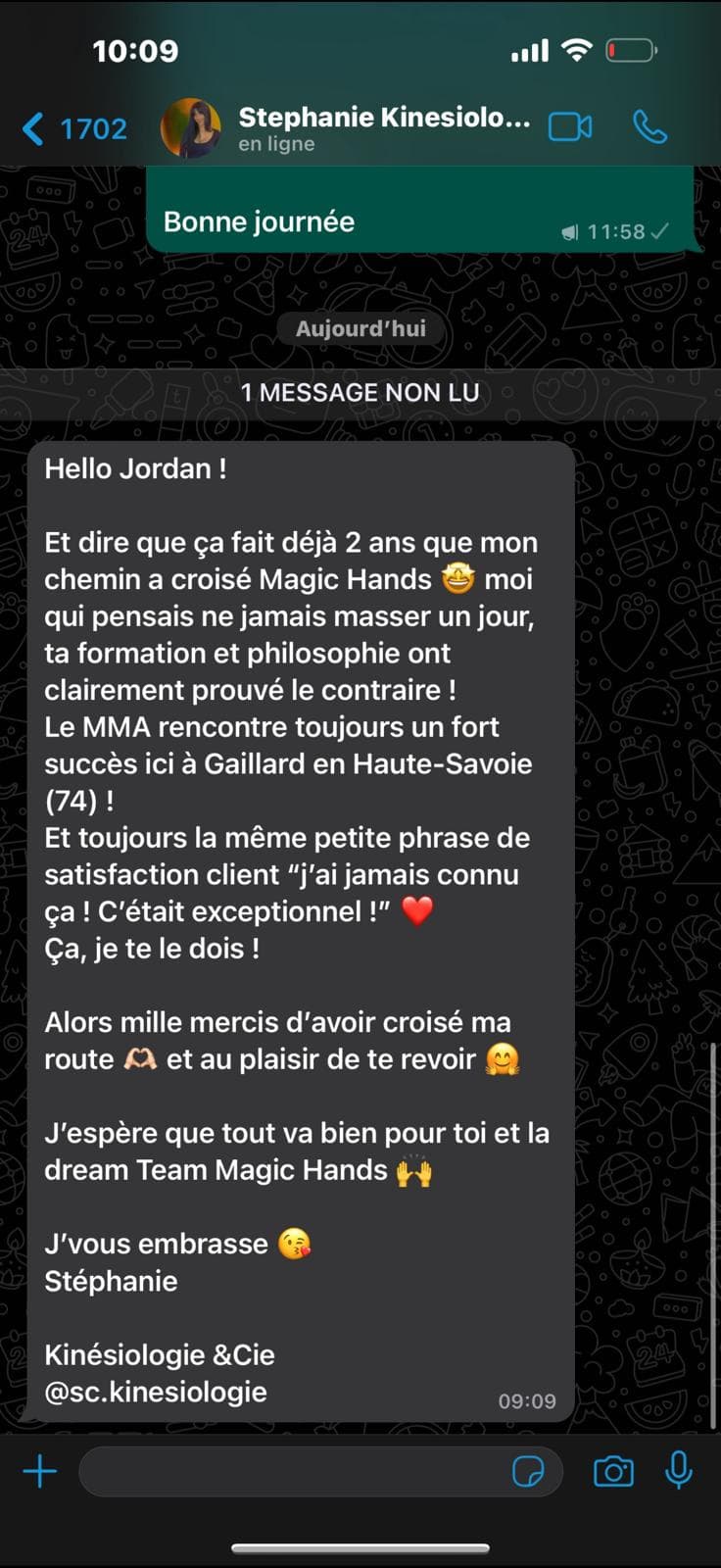 Témoignage WhatsApp client